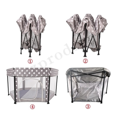 Польза многофункционального портативного Playpen перемещения складчатости Playard младенца ткани металла крытая и на открытом воздухе